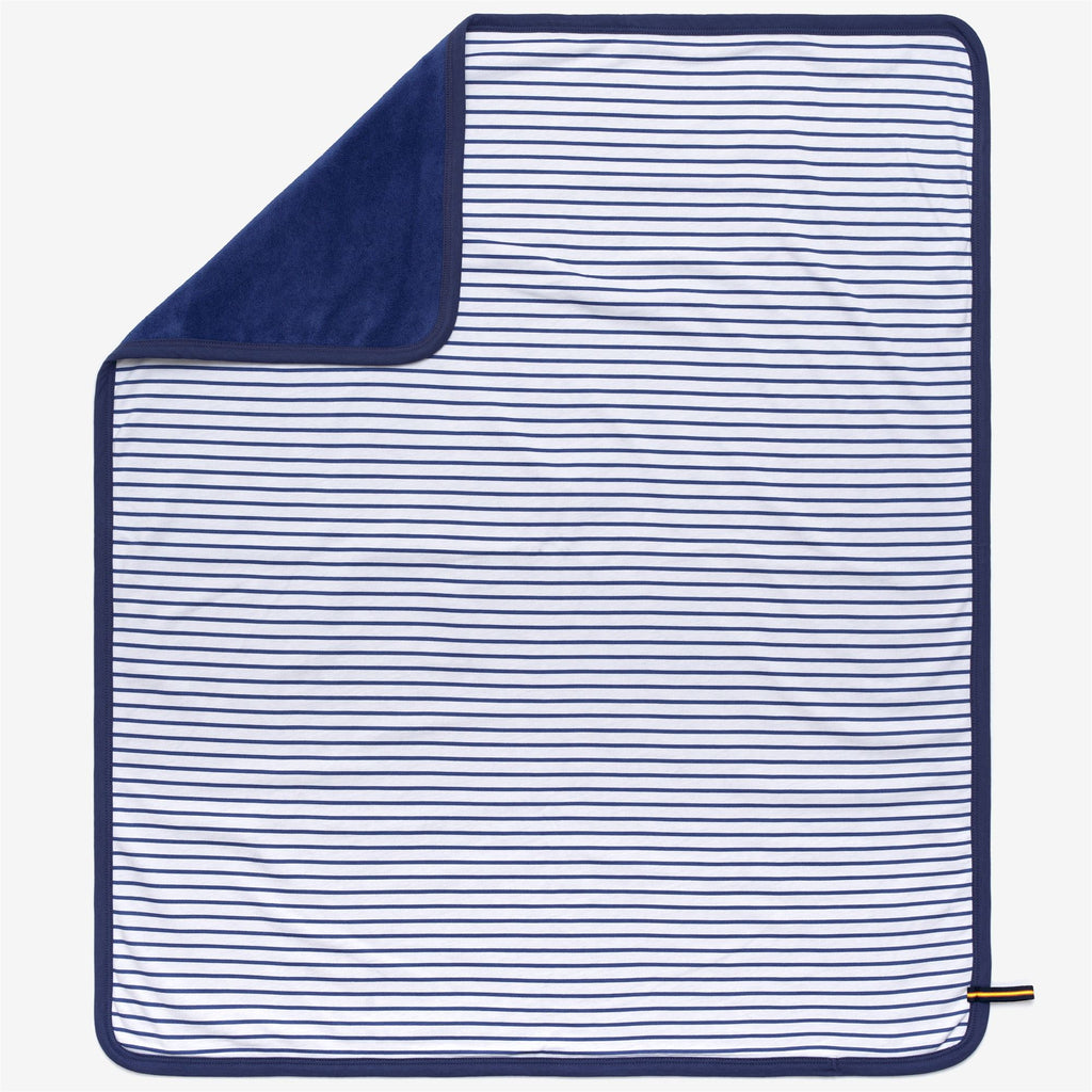 Sets_KID UNISEX_E. SET STRIPES DOUBLE_Blanket / Hat / Shoes_White - Blue Deep Cobalt - Commercial 1
