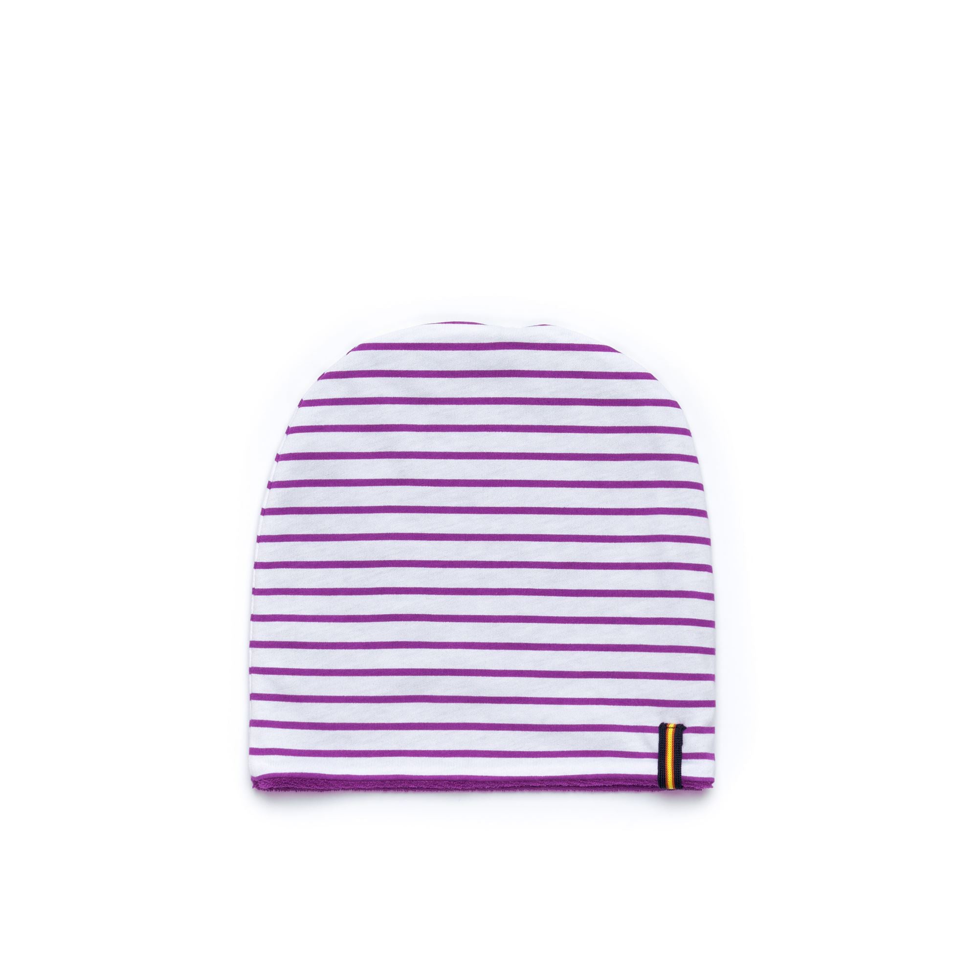Sets_KID UNISEX_E. SET STRIPES DOUBLE_Blanket / Hat / Shoes_White - Violet - Commercial 2