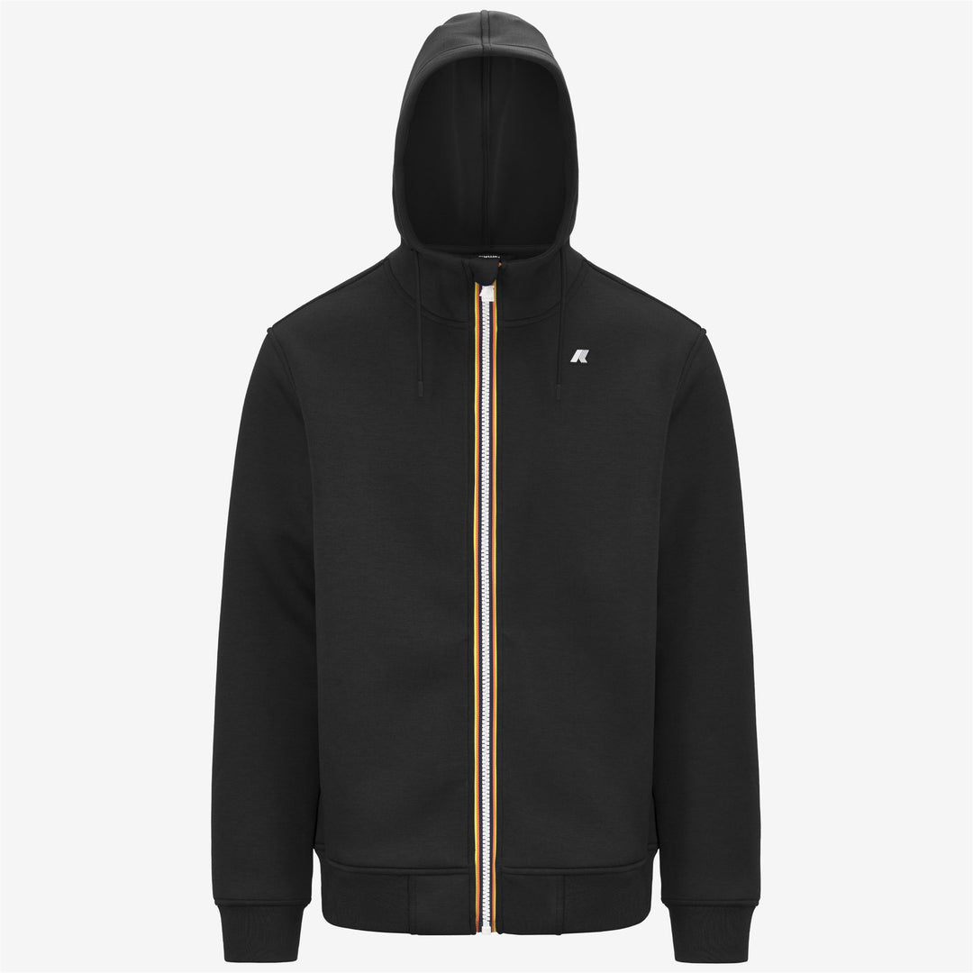 Chaqueta de forro polar cálida negra y gris para hombre con capucha ajustable 01