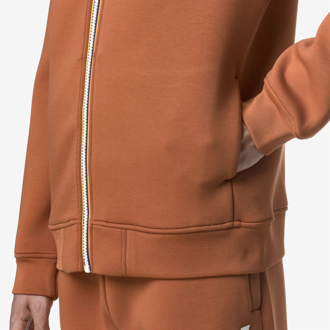 Orange Men's Fleece Jacket with Adjustable Hood main