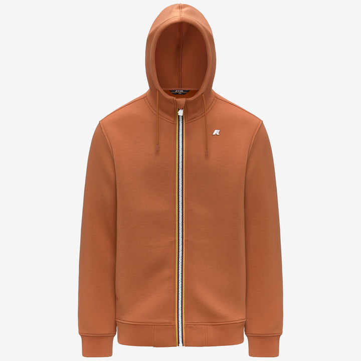 Orange Men's Fleece Jacket with Adjustable Hood 1