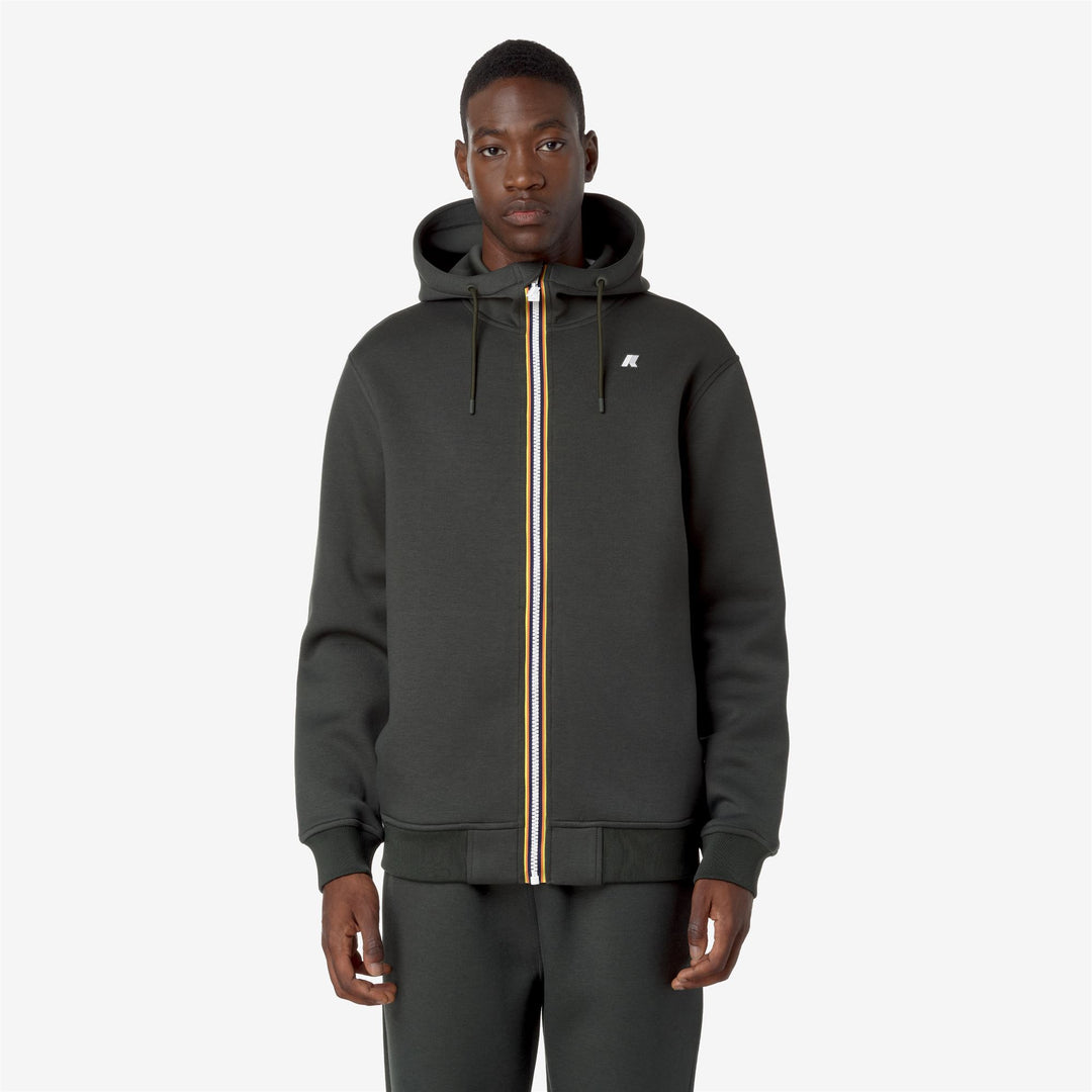 Blackish green Men's Warm Fleece Jacket with Adjustable Hood 01