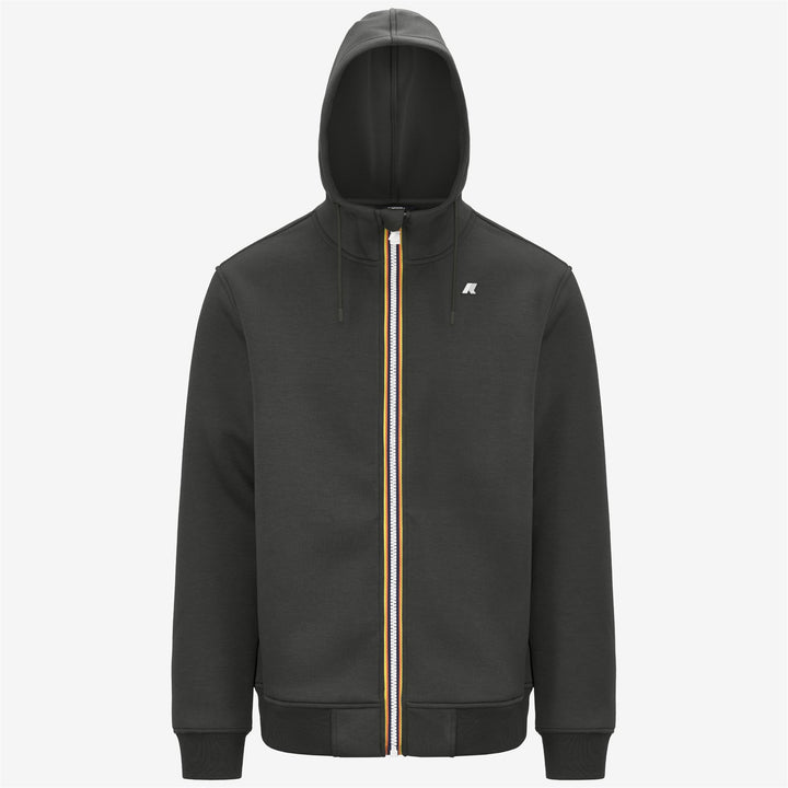 Chaqueta de forro polar cálida negra verdosa para hombre con capucha ajustable 1