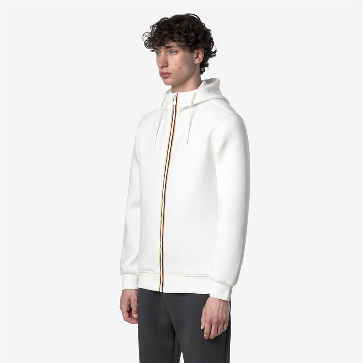 White Men's Fleece Jacket with Adjustable Hood 4