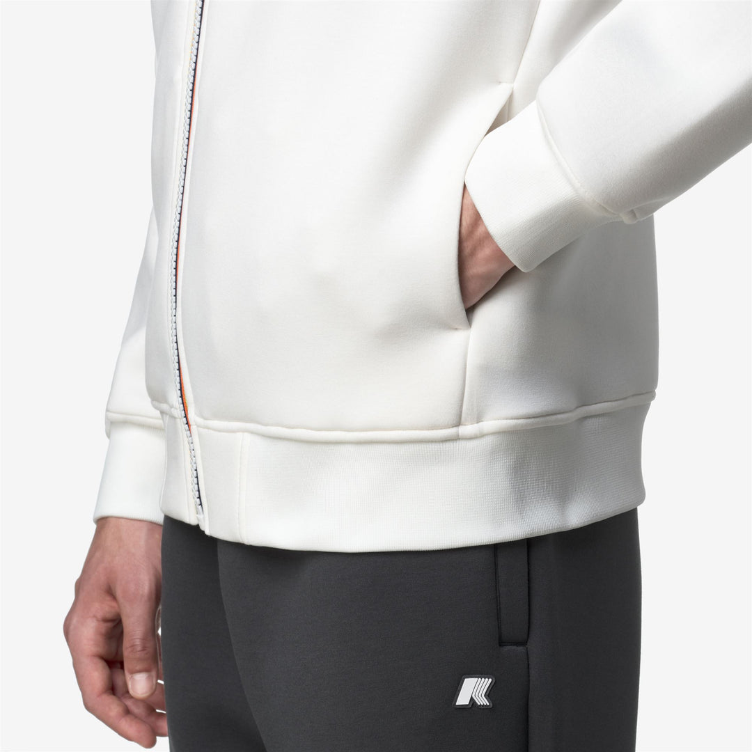 White Men's Fleece Jacket with Adjustable Hood main