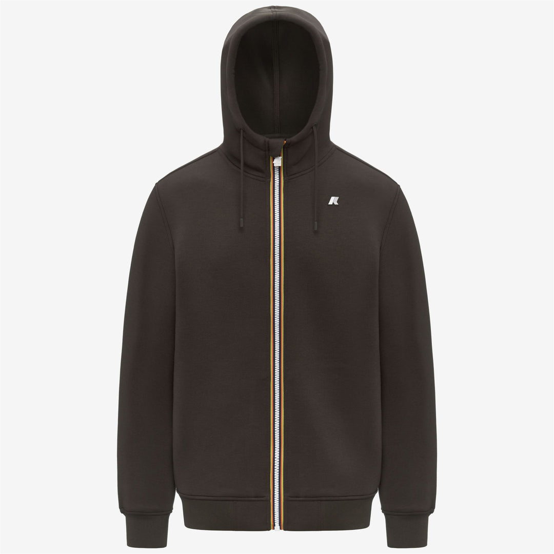 Giacca in pile da uomo color oliva nero con cappuccio regolabile 01