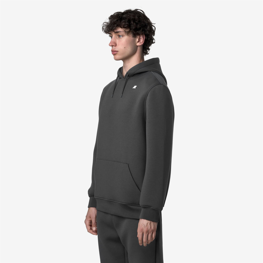 Felpa con cappuccio regolabile in pile grigio scuro da uomo main