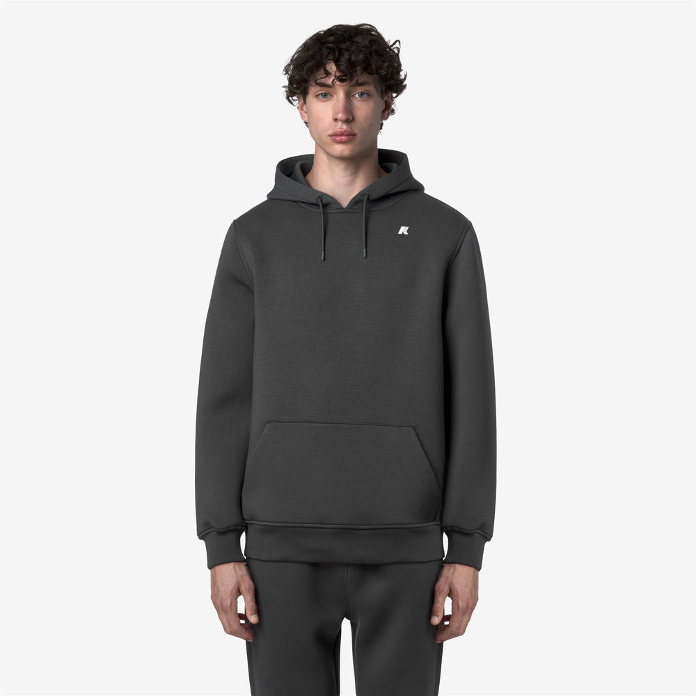 Dark grey Men's Fleece Pullover Hoodie with Adjustable Hood 02