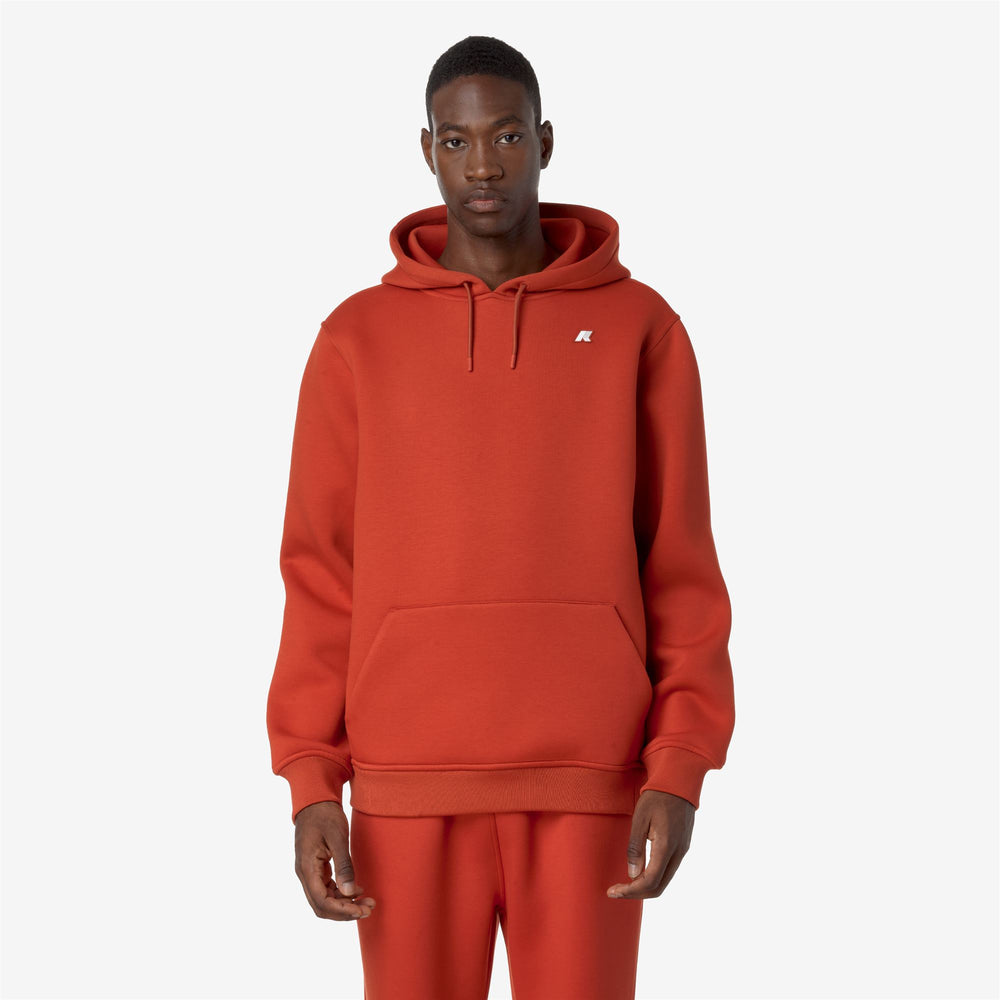 Red Men's Fleece Pullover Hoodie with Adjustable Hood 02