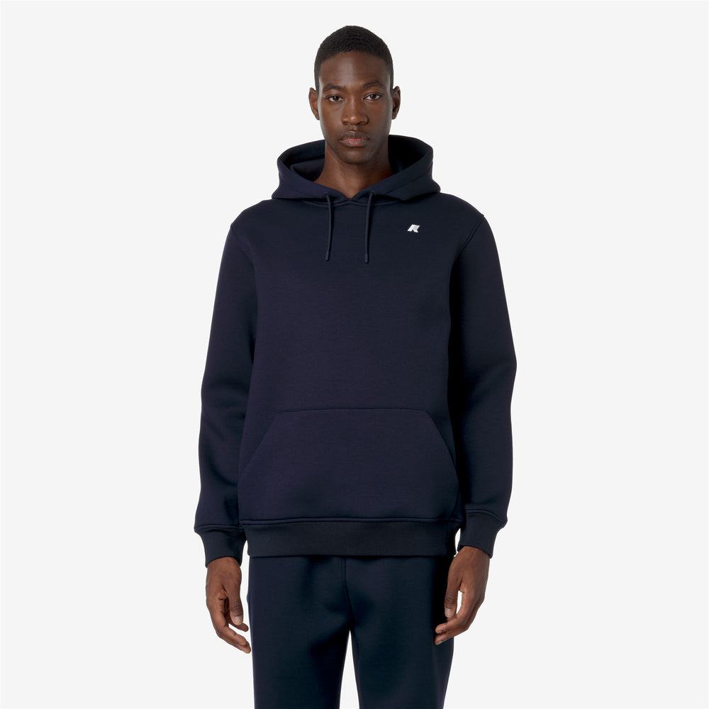 Blue Men's Fleece Pullover Hoodie with Adjustable Hood 02