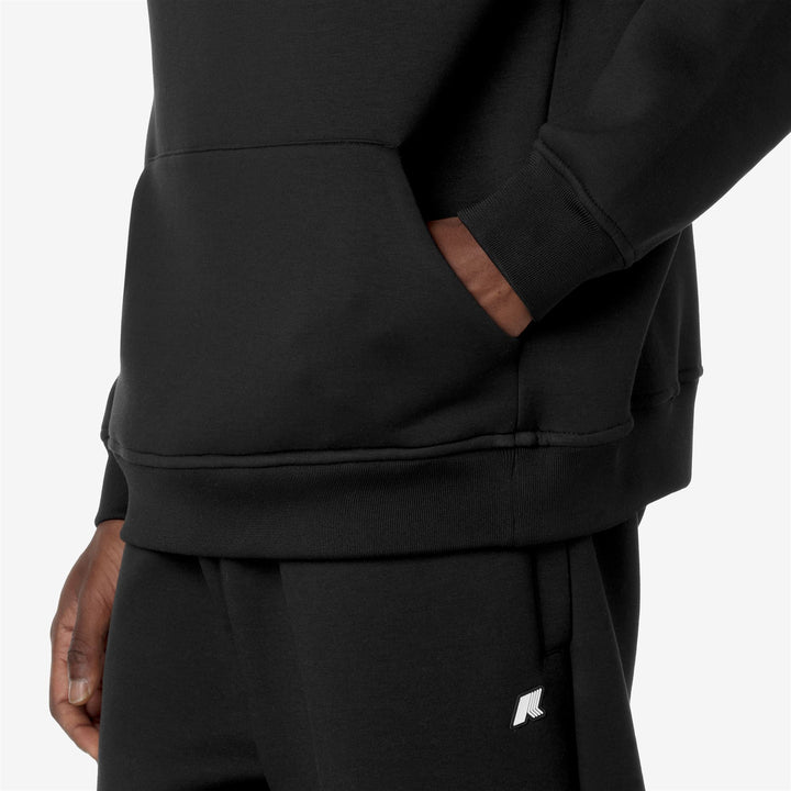 Sudadera con capucha de forro polar negro y gris para hombre con capucha ajustable 2