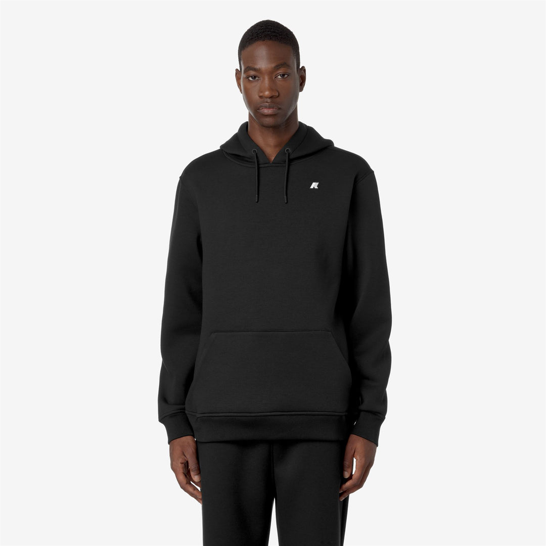 Sudadera con capucha de forro polar negro y gris para hombre con capucha ajustable main