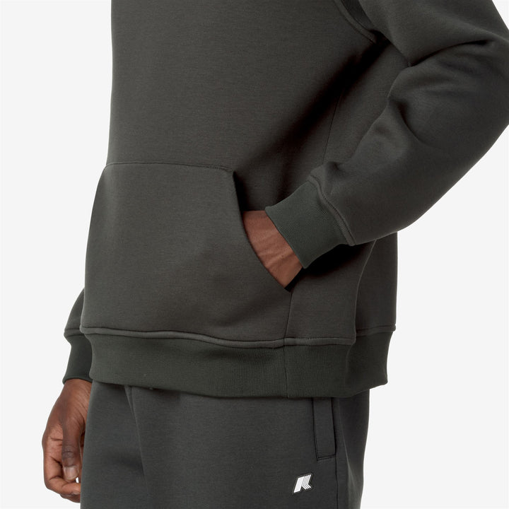 Blackish Green Men's Warm Fleece Pullover Hoodie with Adjustable Hood 2