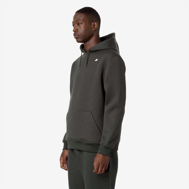 Blackish Green Men's Warm Fleece Pullover Hoodie with Adjustable Hood 4