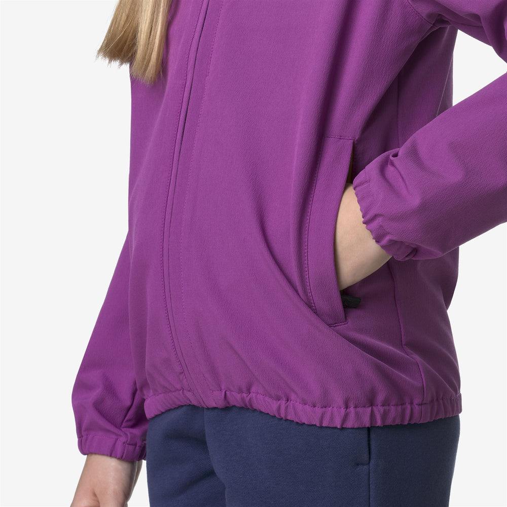 Giacca Fleece Pieghevole Viola per Bambini con Cappuccio Regolabile 02