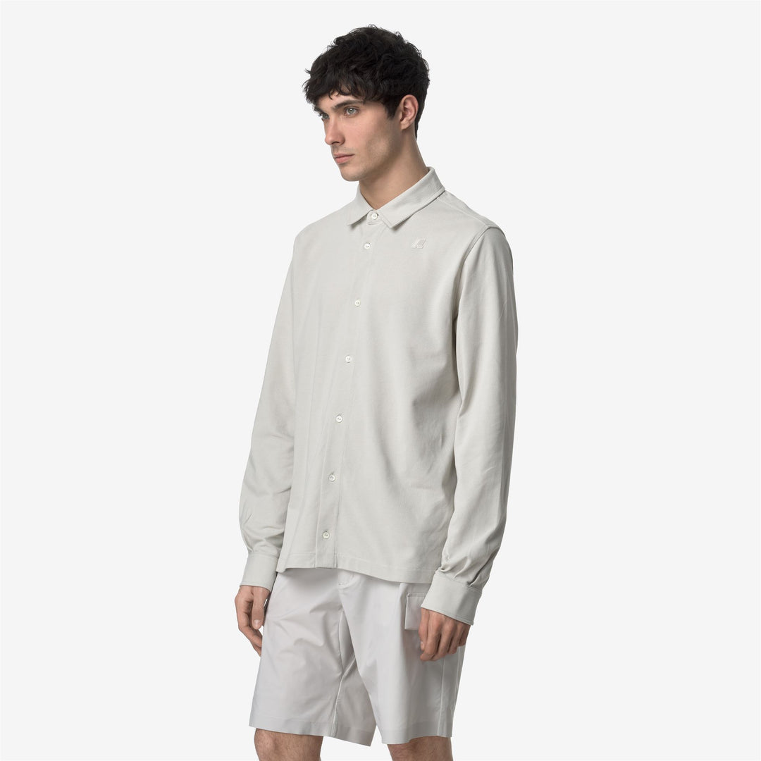 Camisa clásica de piqué gris beige para hombre de estilo urbano main