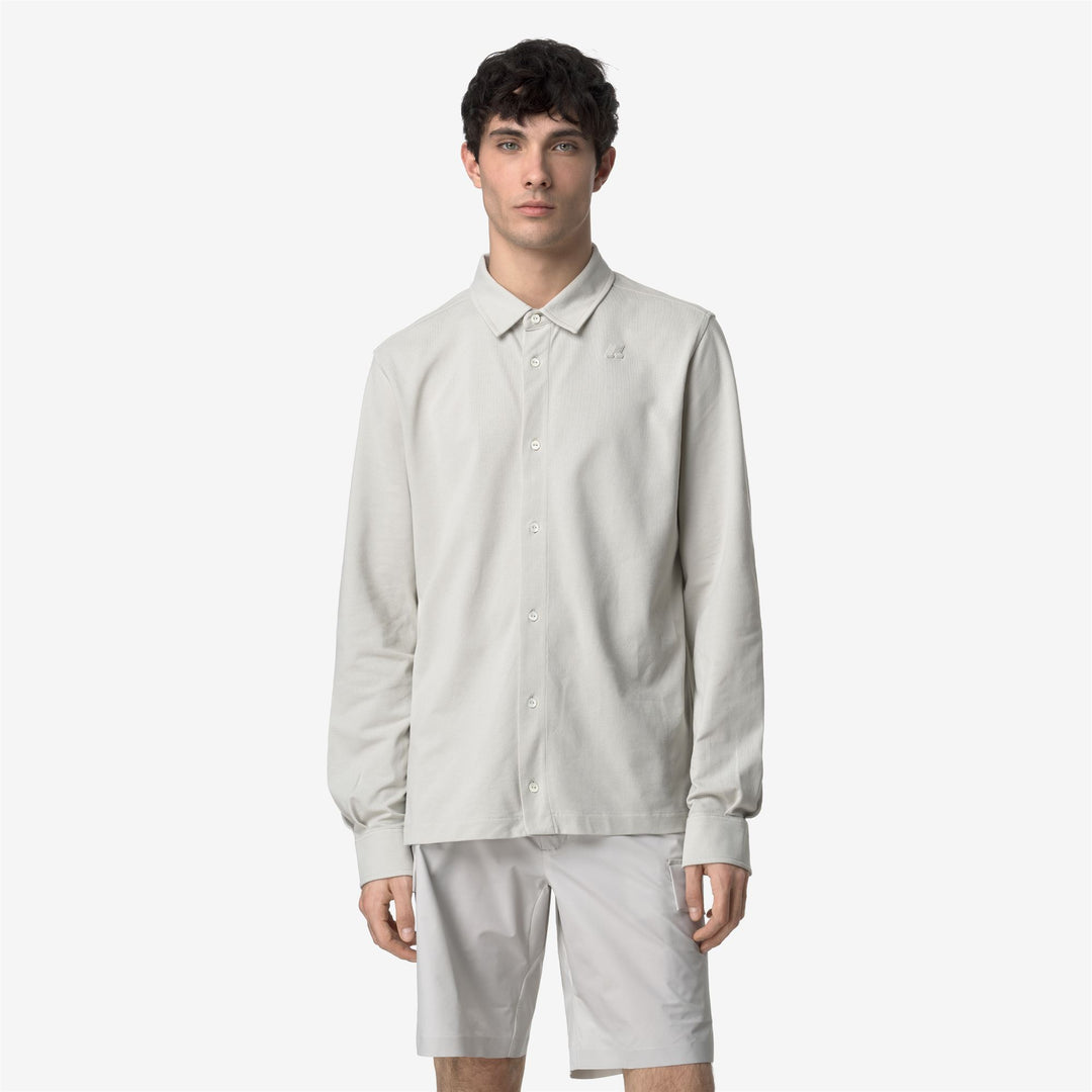 Camisa clásica de piqué gris beige para hombre de estilo urbano main