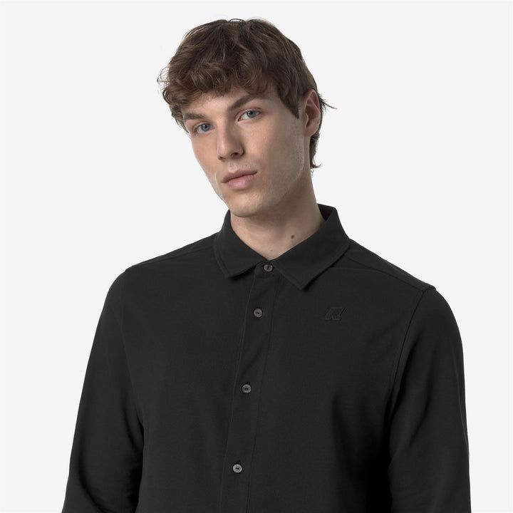 Camicia Piqué Stretch Classica Uomo Nera Grigia per Uso Cittadino 2