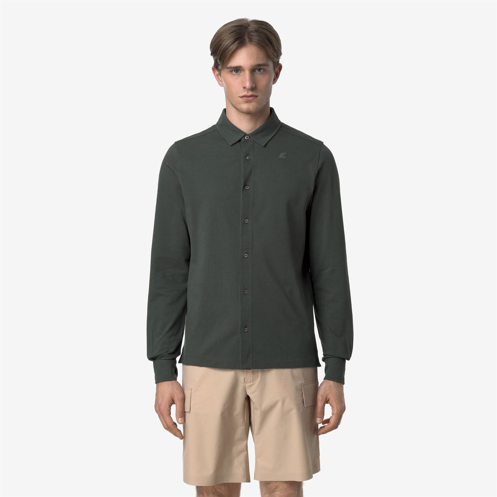 Blackish green Men's Classic Piqué Shirt for Urban Wear 02