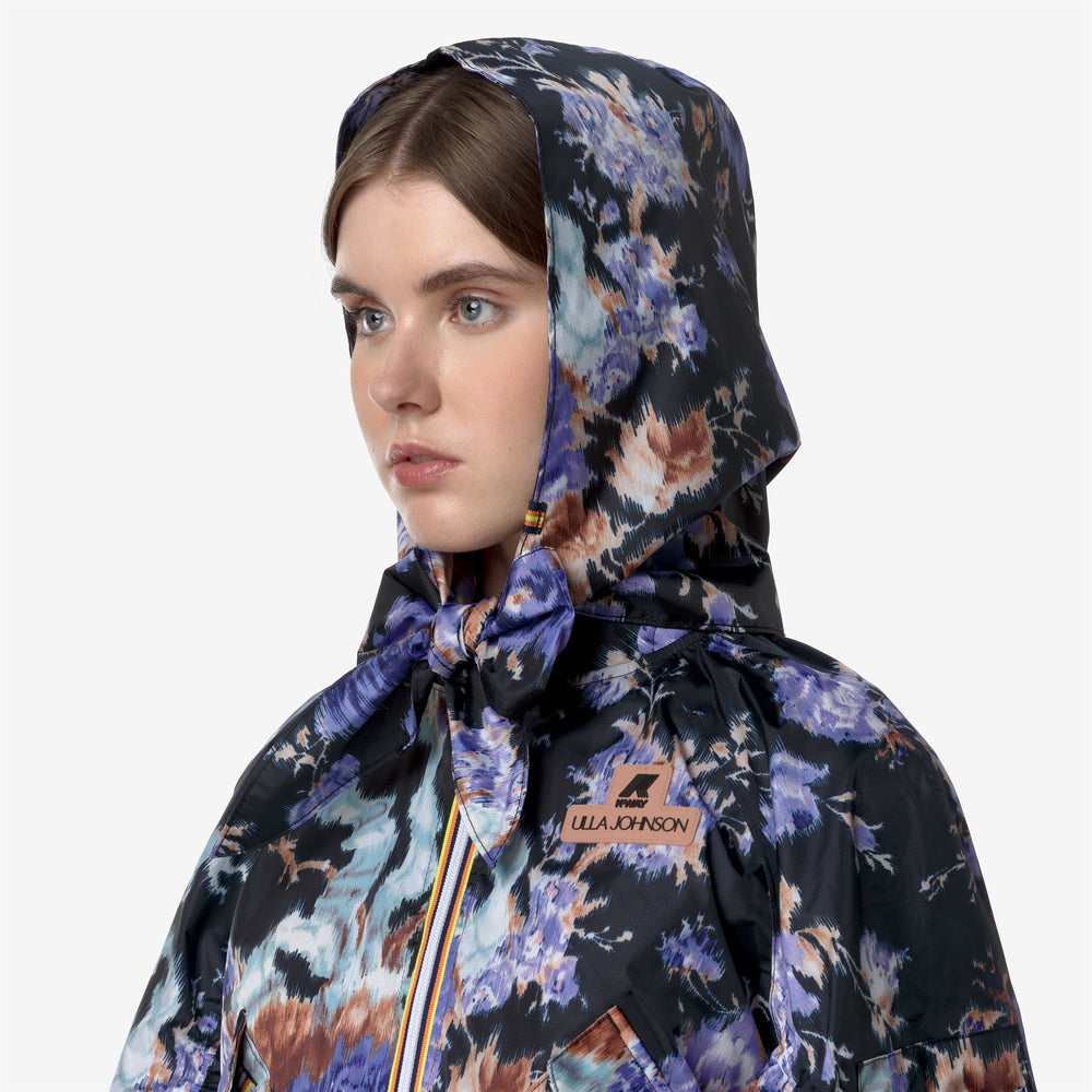 Cobalt Grey Women's Elegant Hooded Scarf with Floral Print 02