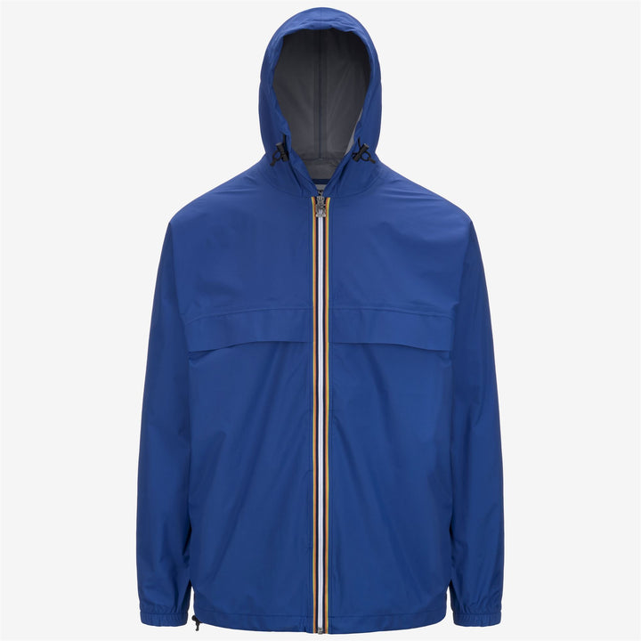Chaqueta impermeable plegable unisex azul real con capucha ajustable 1