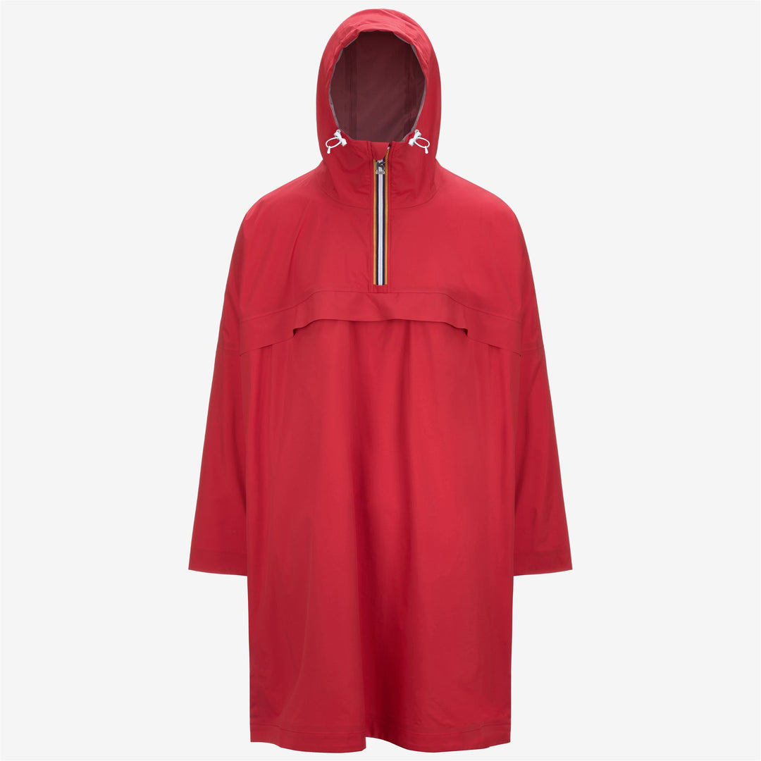 Red Unisex Packable Long Rain Jacket 01