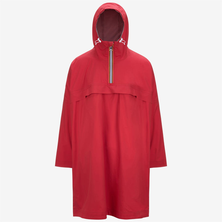 Red Unisex Packable Long Rain Jacket 1