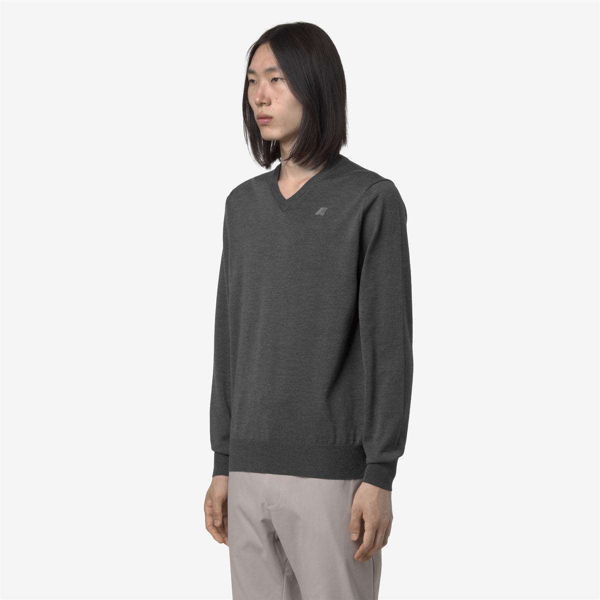 Knitwear_MAN_ANTOINE MERINO_Pull Over_Grey Md Mel - Grey Md Steel - Commercial 5