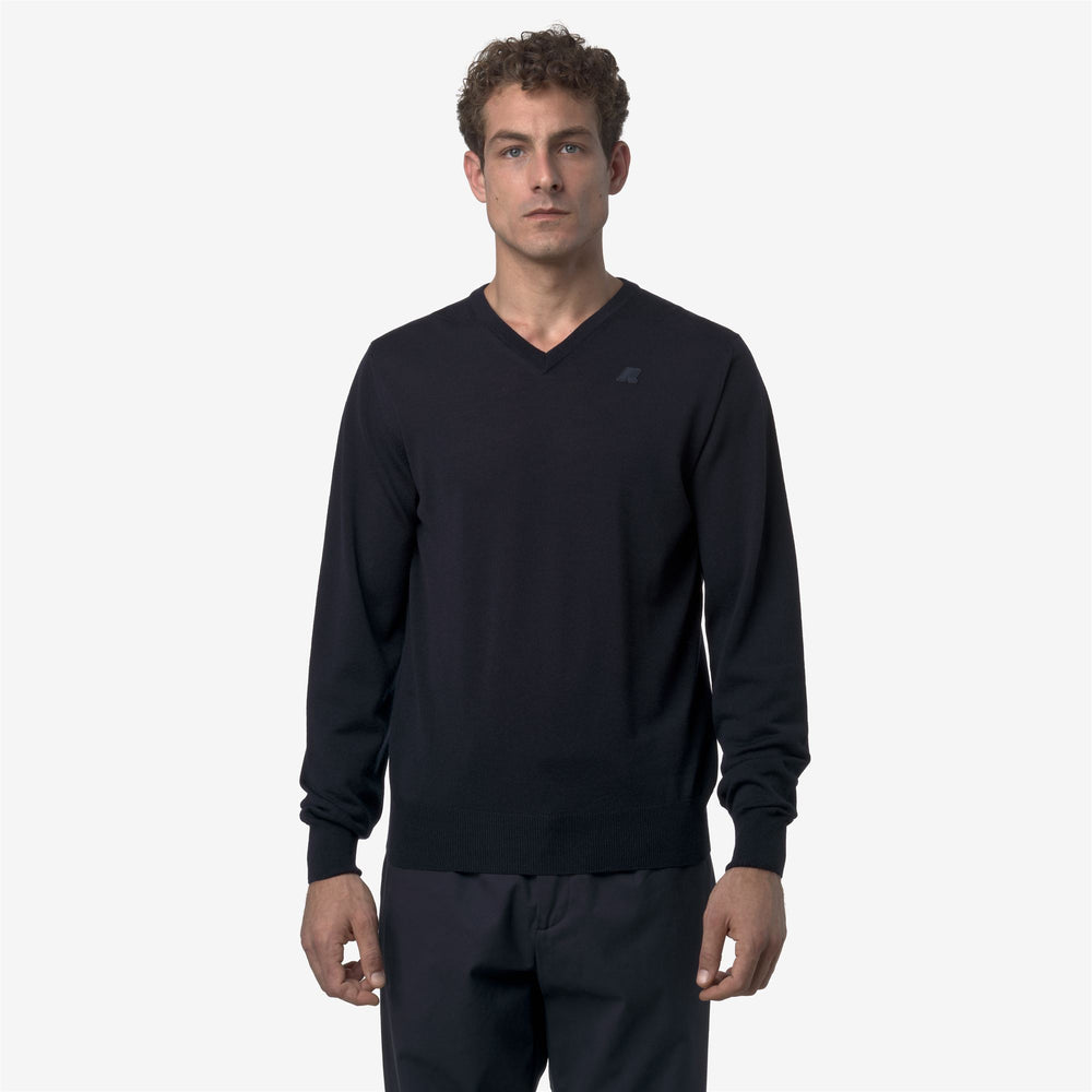 Blue Men's Merino Wool V-Neck Pullover Knitwear 02