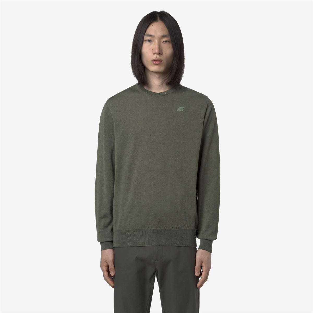 Knitwear_MAN_SEBASTIEN MERINO_Pull Over_Green Sage - Commercial 4