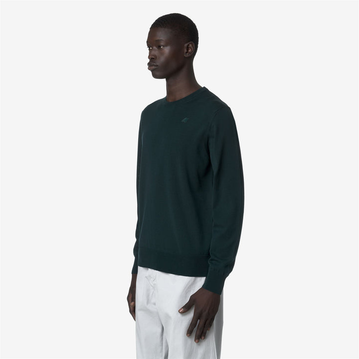 Jersey de cuello redondo de lana merino verde Ponderosa para hombre 4