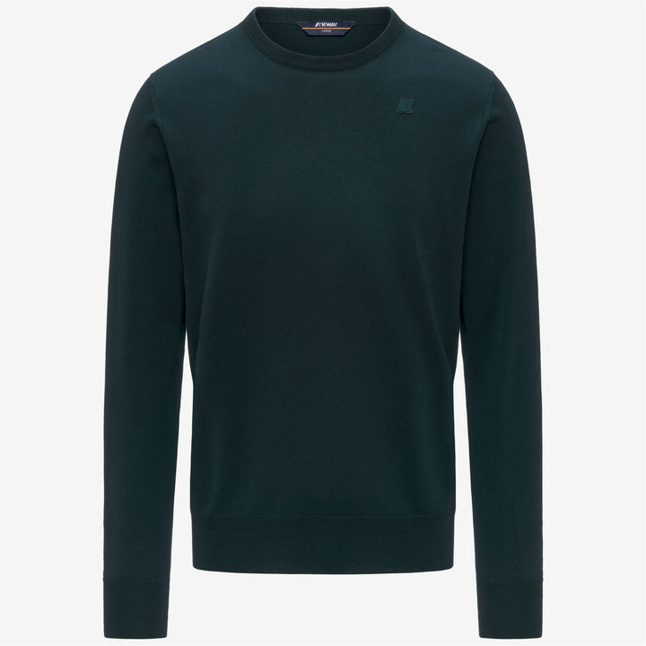 Jersey de cuello redondo de lana merino verde Ponderosa para hombre 1