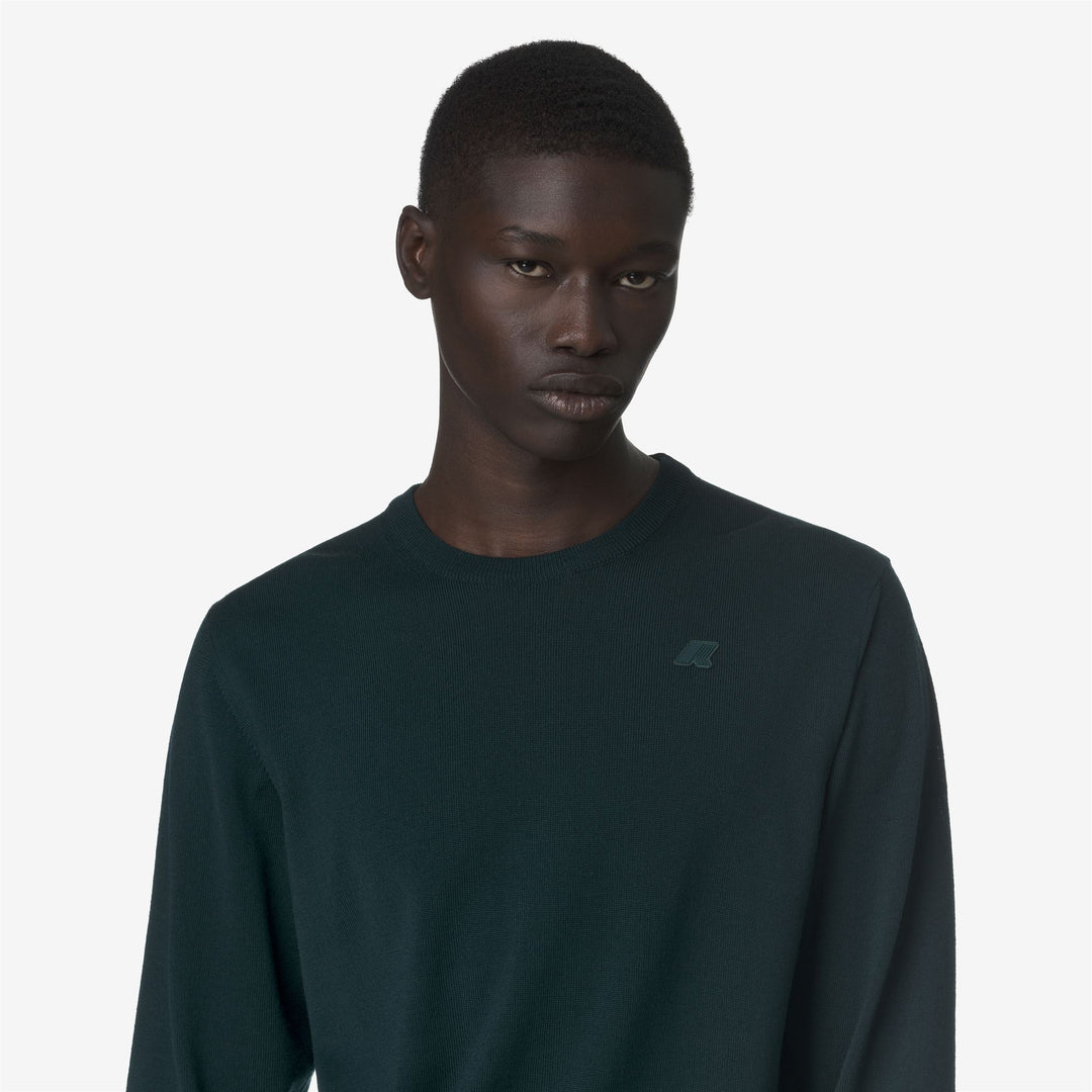 Jersey de cuello redondo de lana merino verde Ponderosa para hombre main