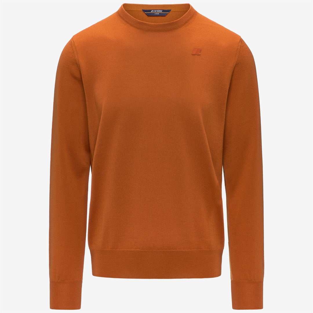 Rust orange Men's Merino Wool Crewneck Pullover 01