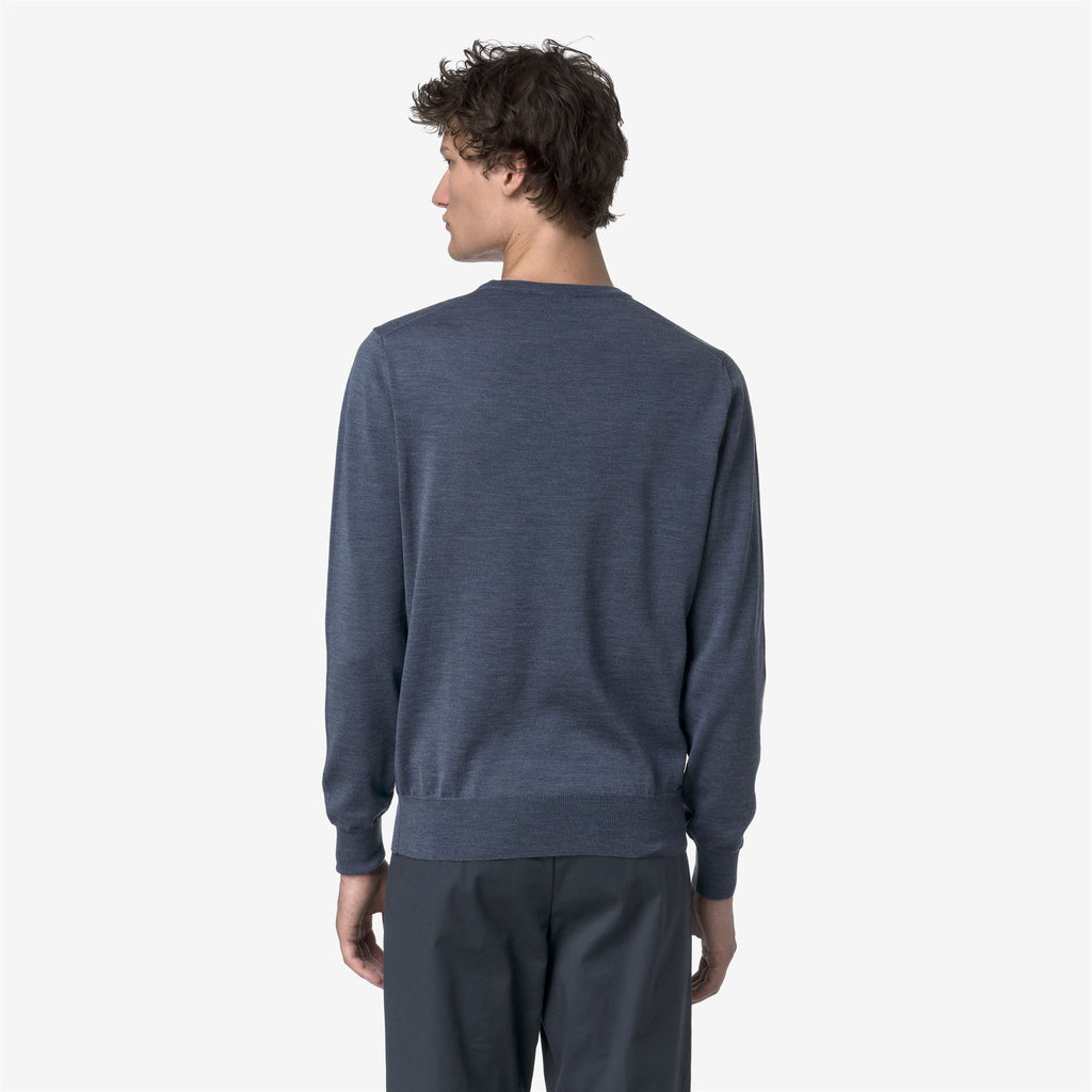 Knitwear_MAN_SEBASTIEN MERINO_Pull Over_Blue Avion Mel - Commercial 6