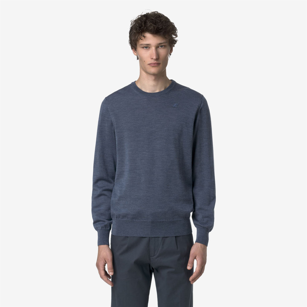 Knitwear_MAN_SEBASTIEN MERINO_Pull Over_Blue Avion Mel - Commercial 4