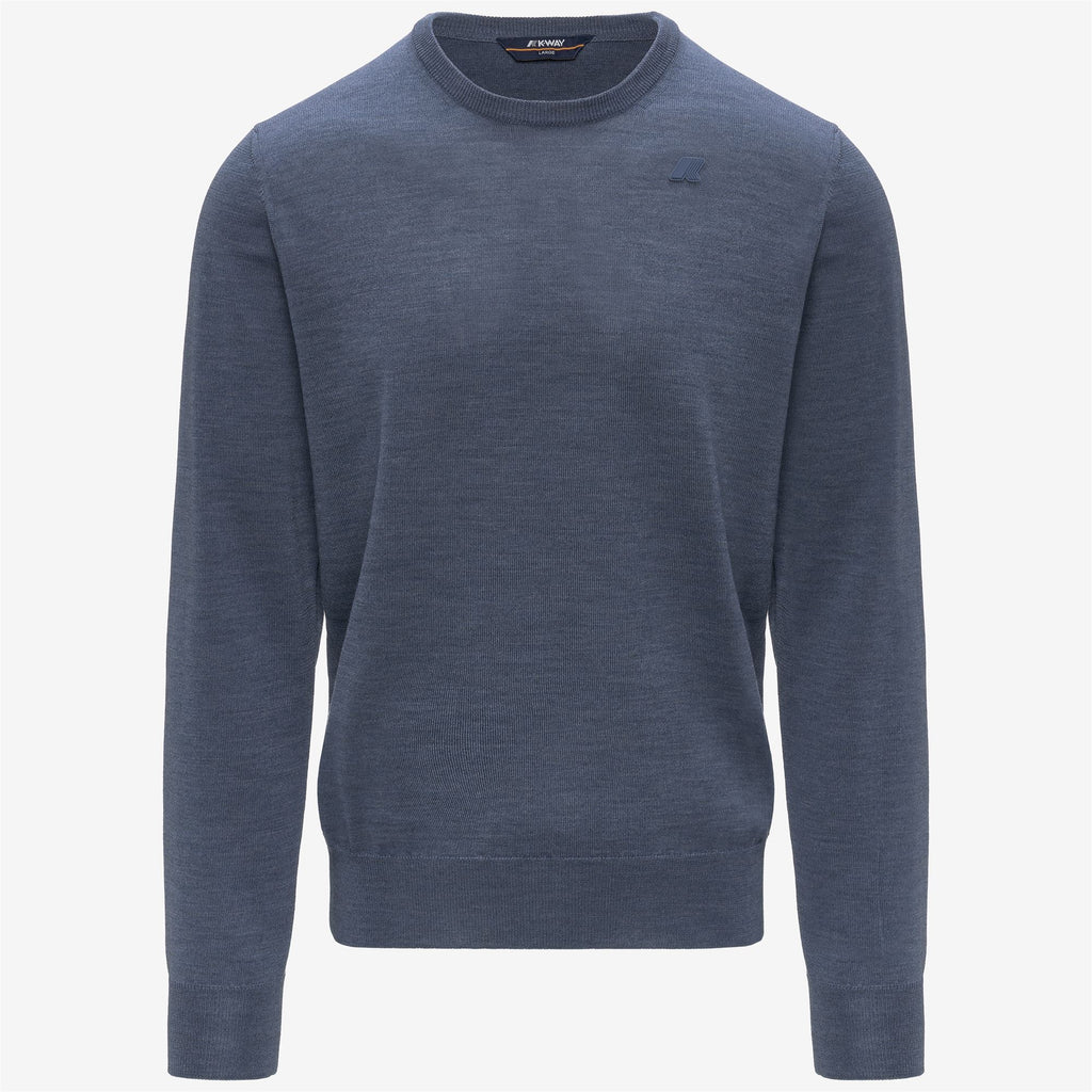 Knitwear_MAN_SEBASTIEN MERINO_Pull Over_Blue Avion Mel - Commercial 1