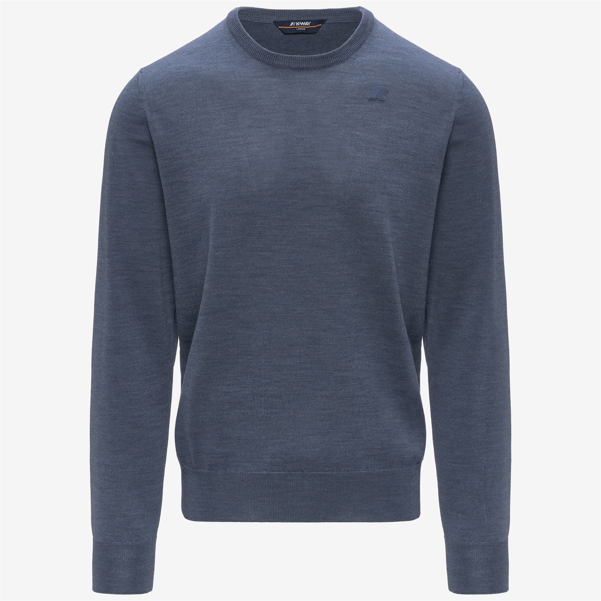 Knitwear_MAN_SEBASTIEN MERINO_Pull Over_Blue Avion Mel - Commercial 1