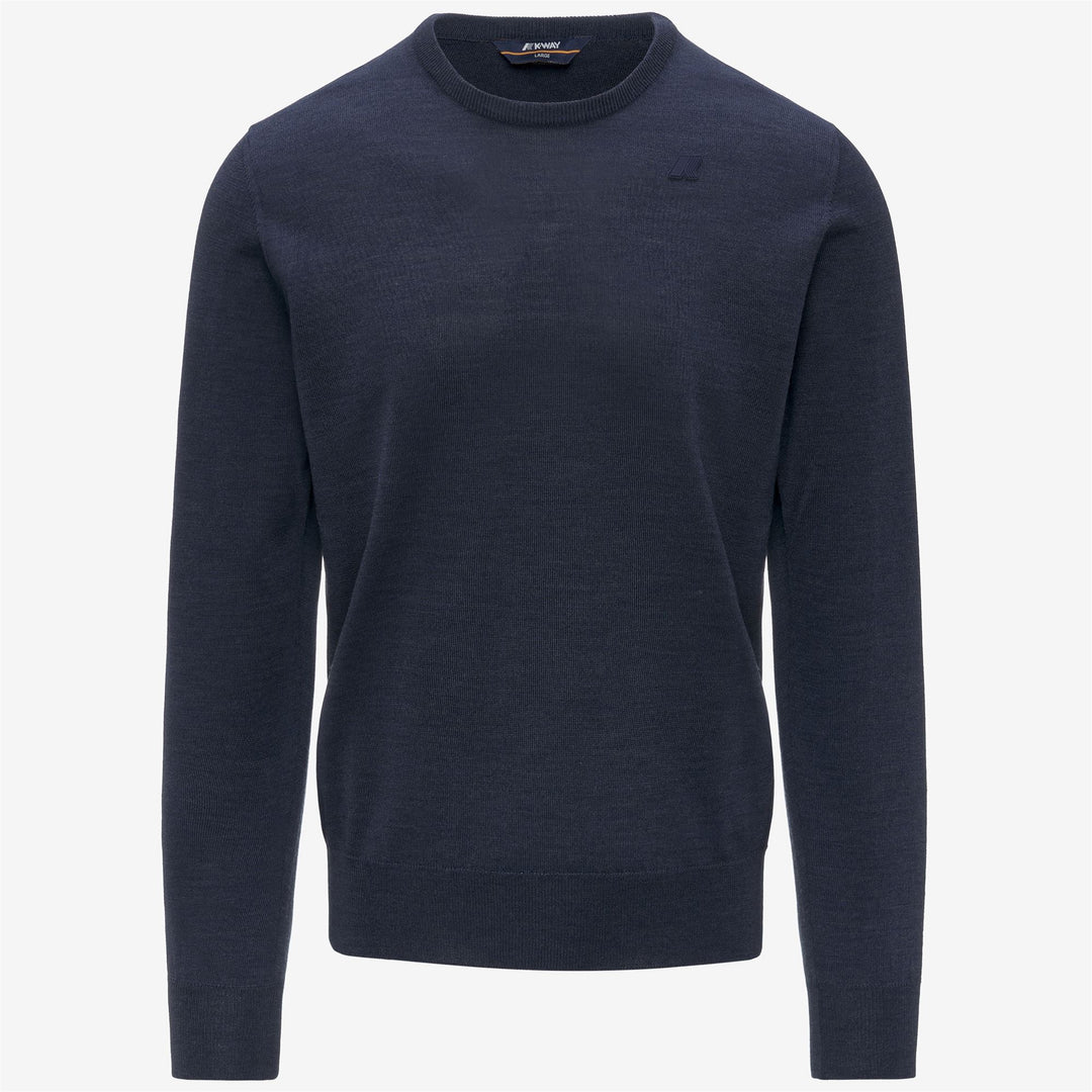 Faded blue Men's Merino Wool Crewneck Pullover 01