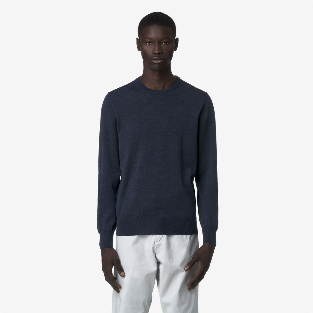 Knitwear_MAN_SEBASTIEN MERINO_Pull Over_Blue Faded Mel - Blue Faded - Commercial 4