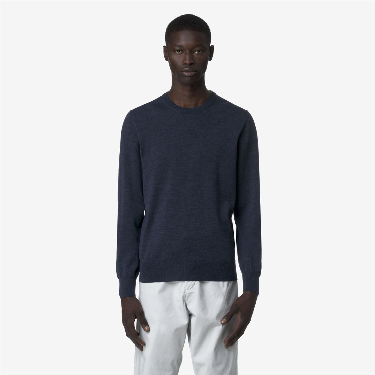 Knitwear_MAN_SEBASTIEN MERINO_Pull Over_Blue Faded Mel - Blue Faded - Commercial 4