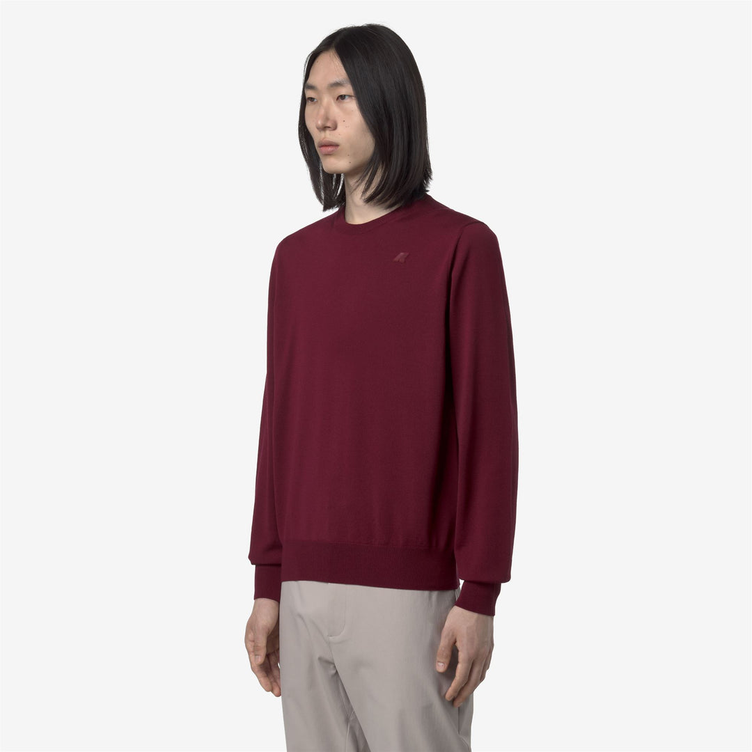 Maglione girocollo in lana merino rosso da uomo main