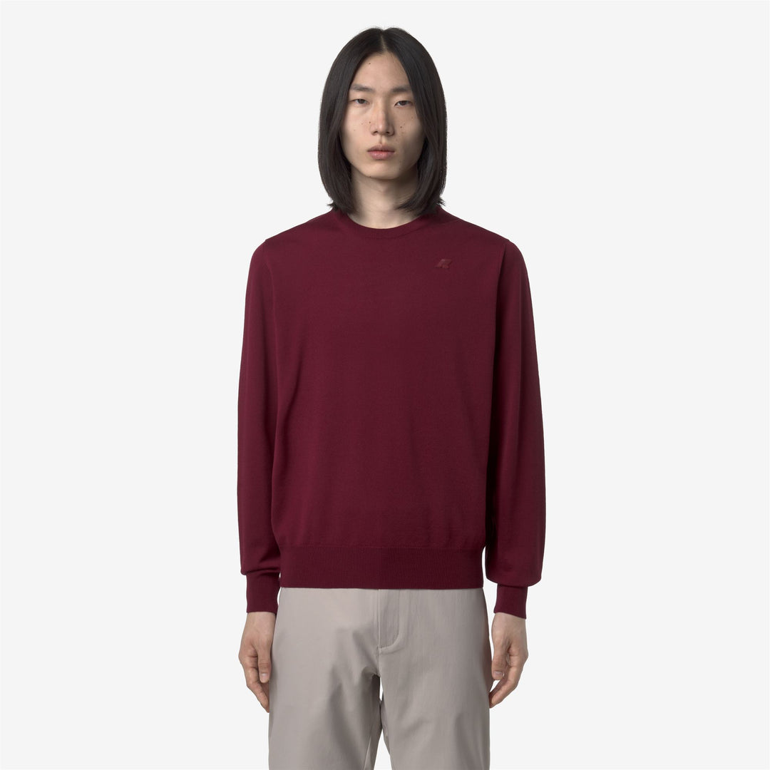 Maglione girocollo in lana merino rosso da uomo main