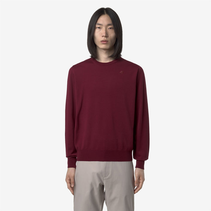 Maglione girocollo in lana merino rosso da uomo 3