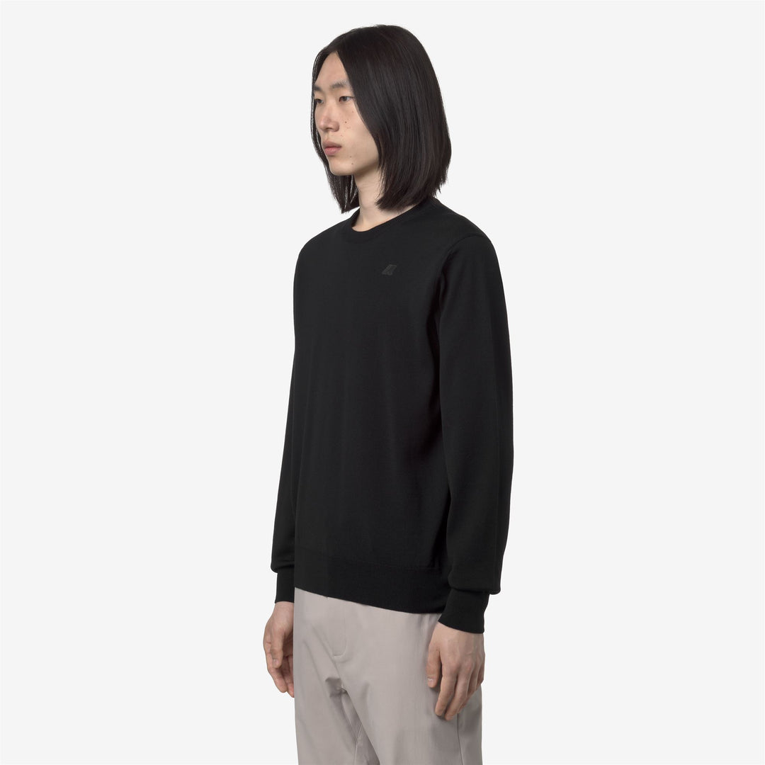 Maglione girocollo in lana merino da uomo nero main