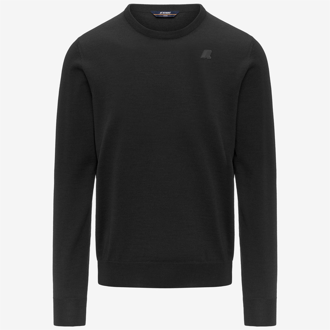 Black men's Merino Wool Crewneck Pullover Knitwear 01