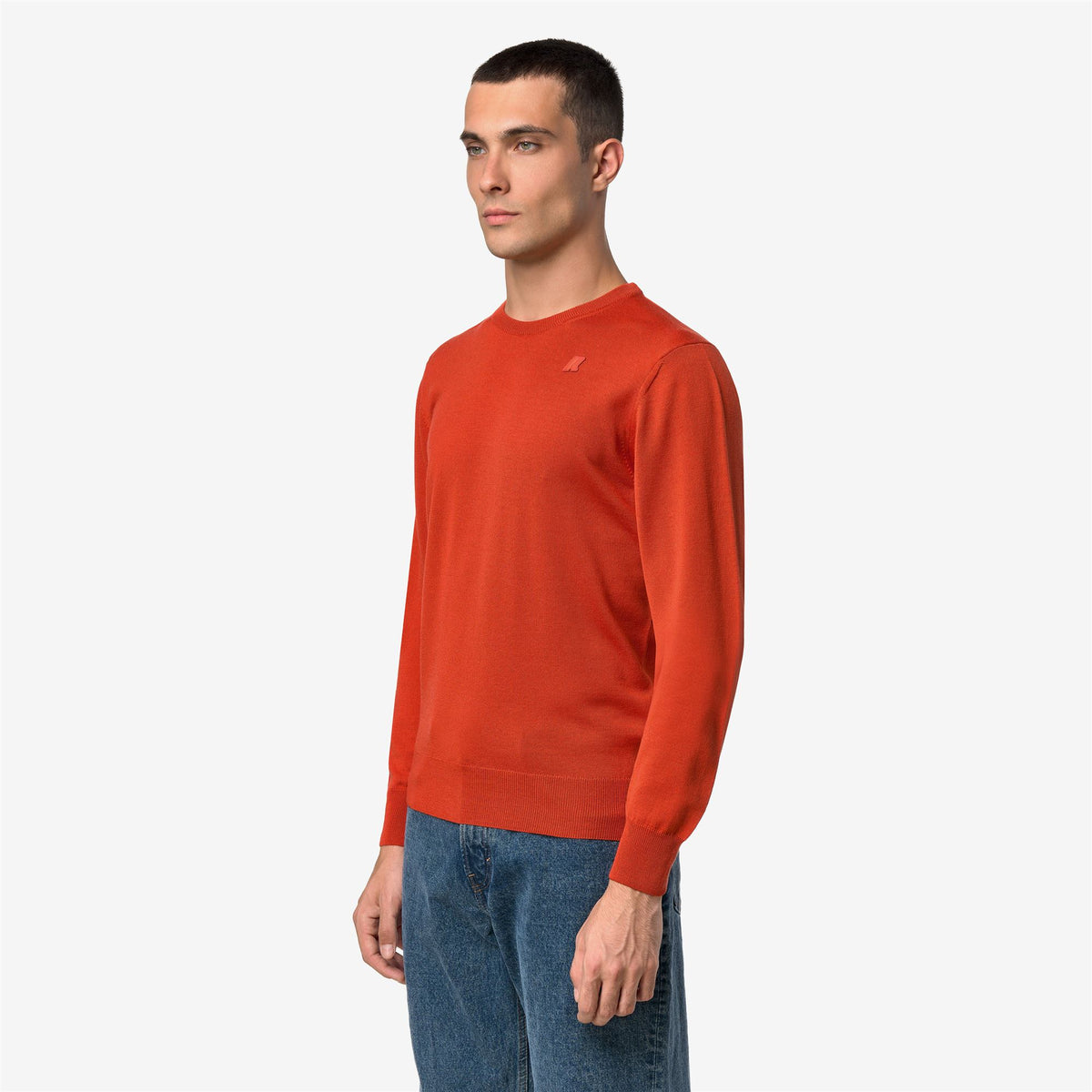 Knitwear_Man_SEBASTIEN MERINO_Pull Over_Orange Smutty - Commercial 5