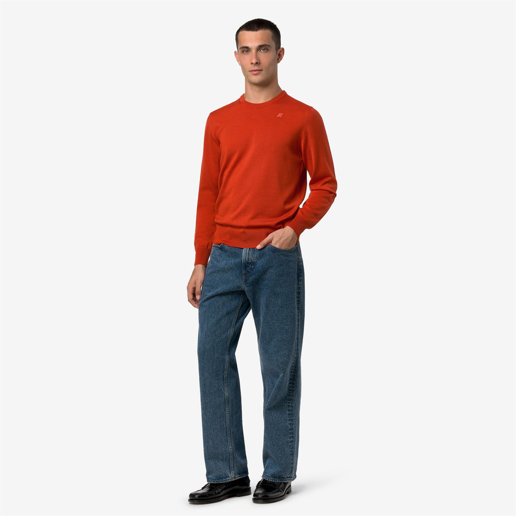 Knitwear_Man_SEBASTIEN MERINO_Pull Over_Orange Smutty - Commercial 7