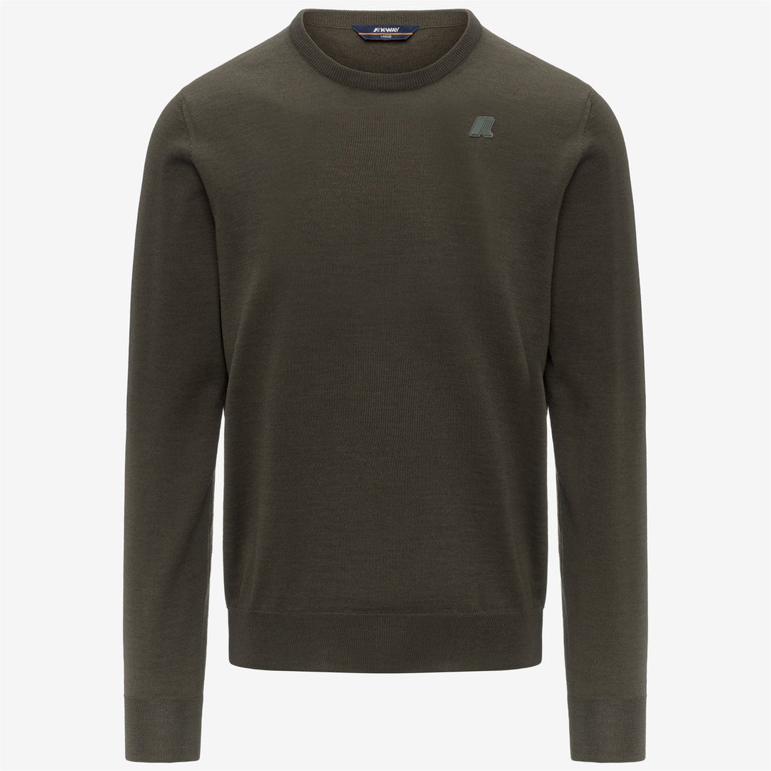 Dark green Men's Merino Wool Crewneck Pullover 01