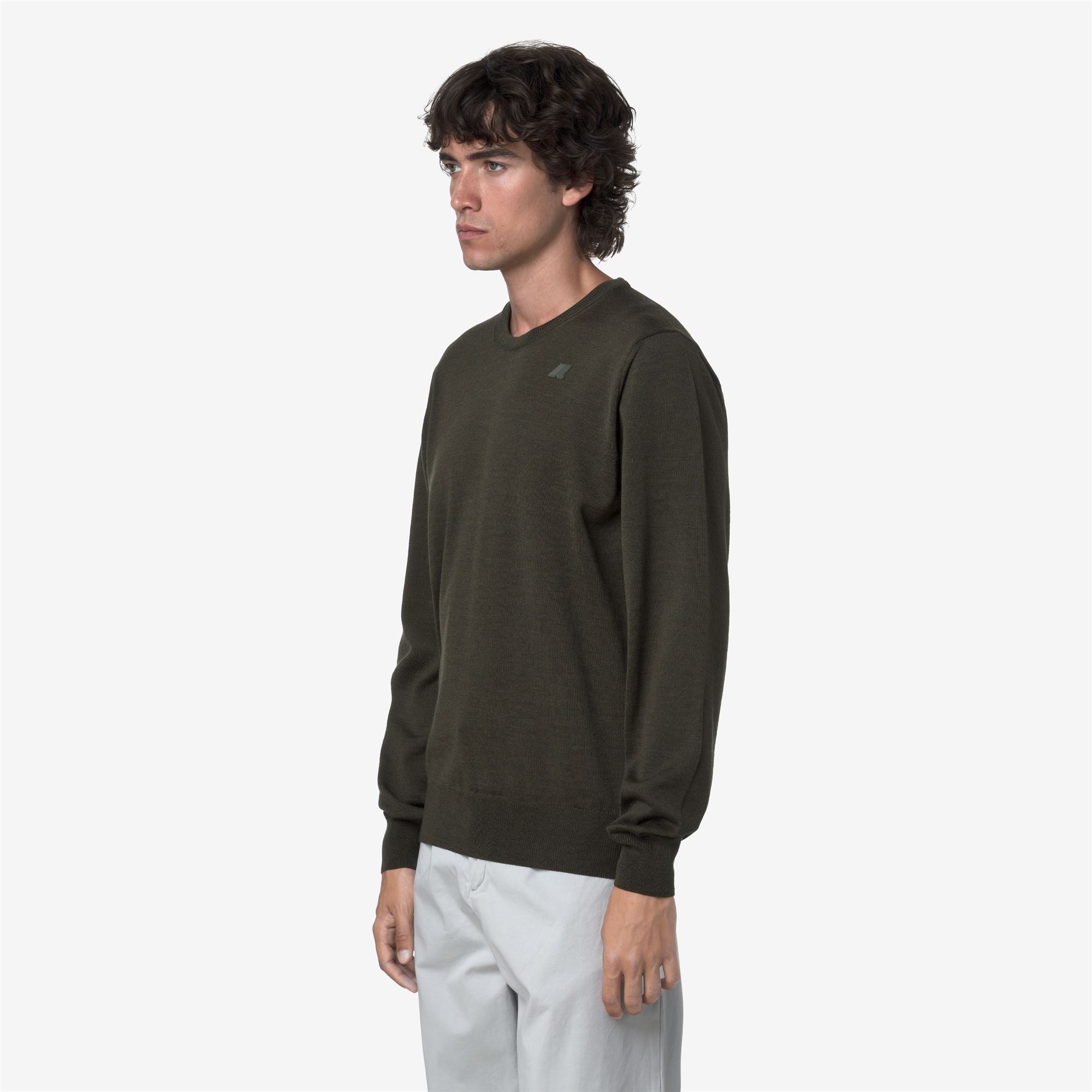 Knitwear_MAN_SEBASTIEN MERINO_Pull Over_GREEN BLACKISH - Commercial 5